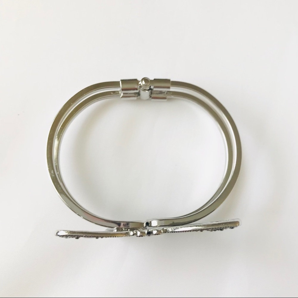 Butterfly Abalone Cuff Bangle Bracelet Silver Tone - Picture 3 of 5